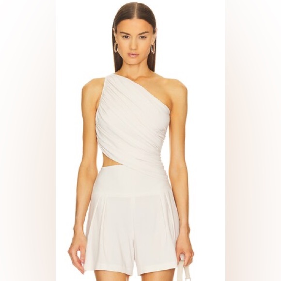 Norma Kamali Diana one shoulder bra top in white - Picture 2 of 7